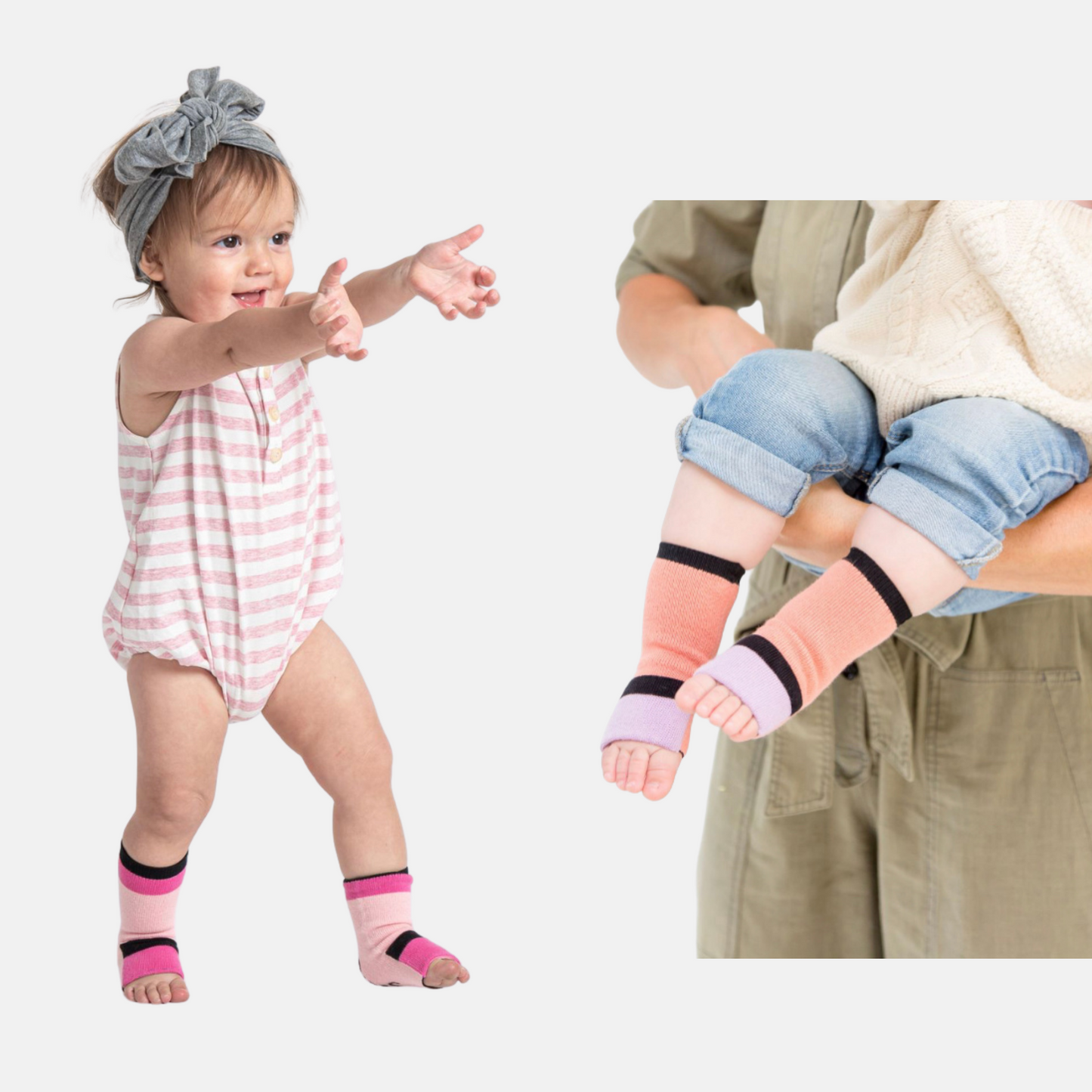 Baby gripper seamless socks - Pink, cotton rich. The only socks  that allow to cover or uncover toes