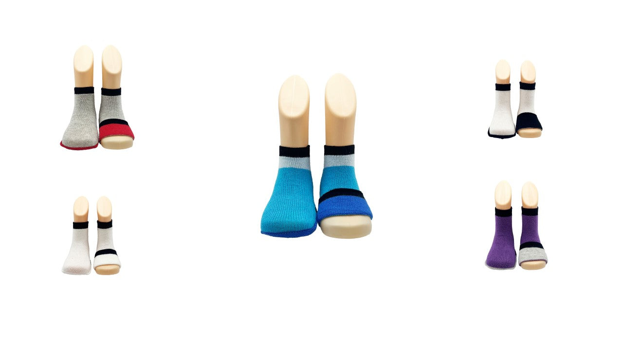 Peekaboo Baby gripper socks - 5 Pack- Blue mix