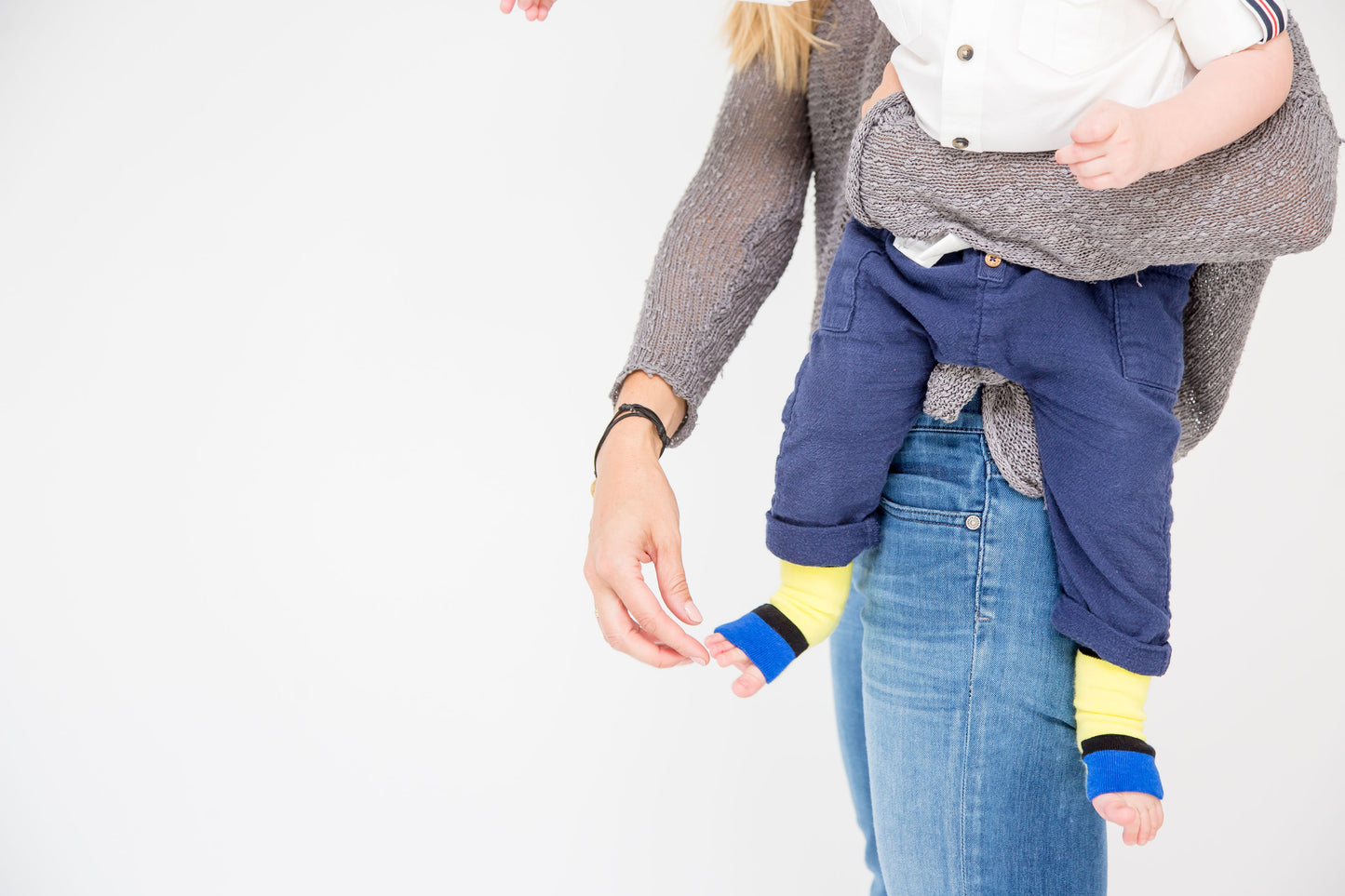 Toddler Seamless Gripper Socks - 5 pack - Blue mix
