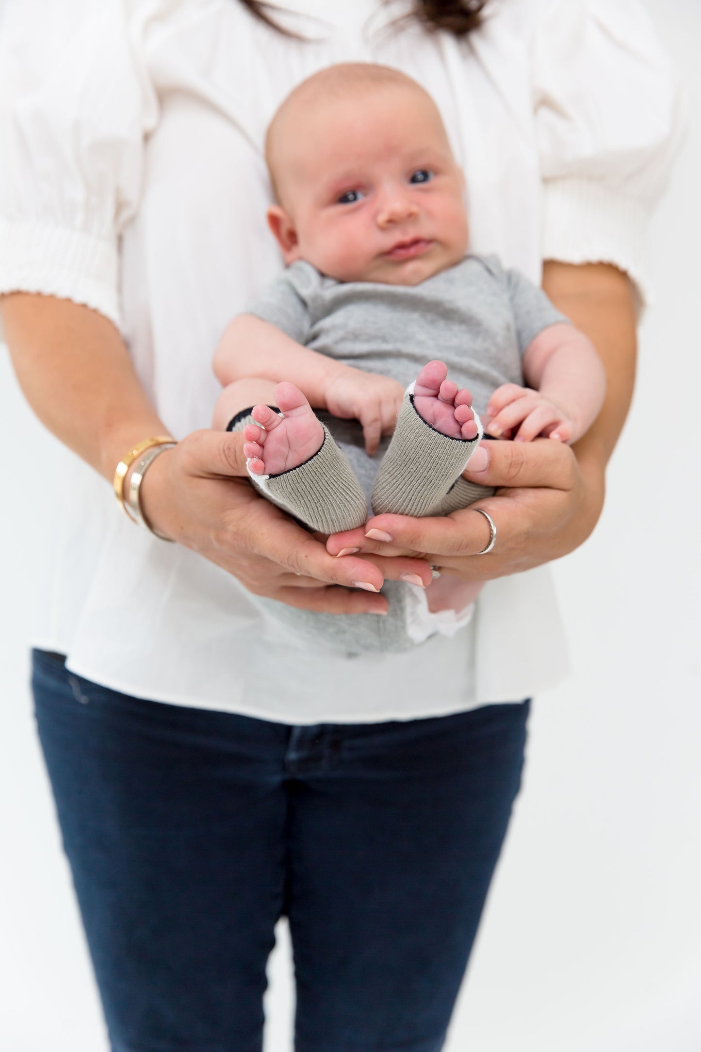 peekaboo Newborn cotton socks - Grey that allow you to see those little piggies