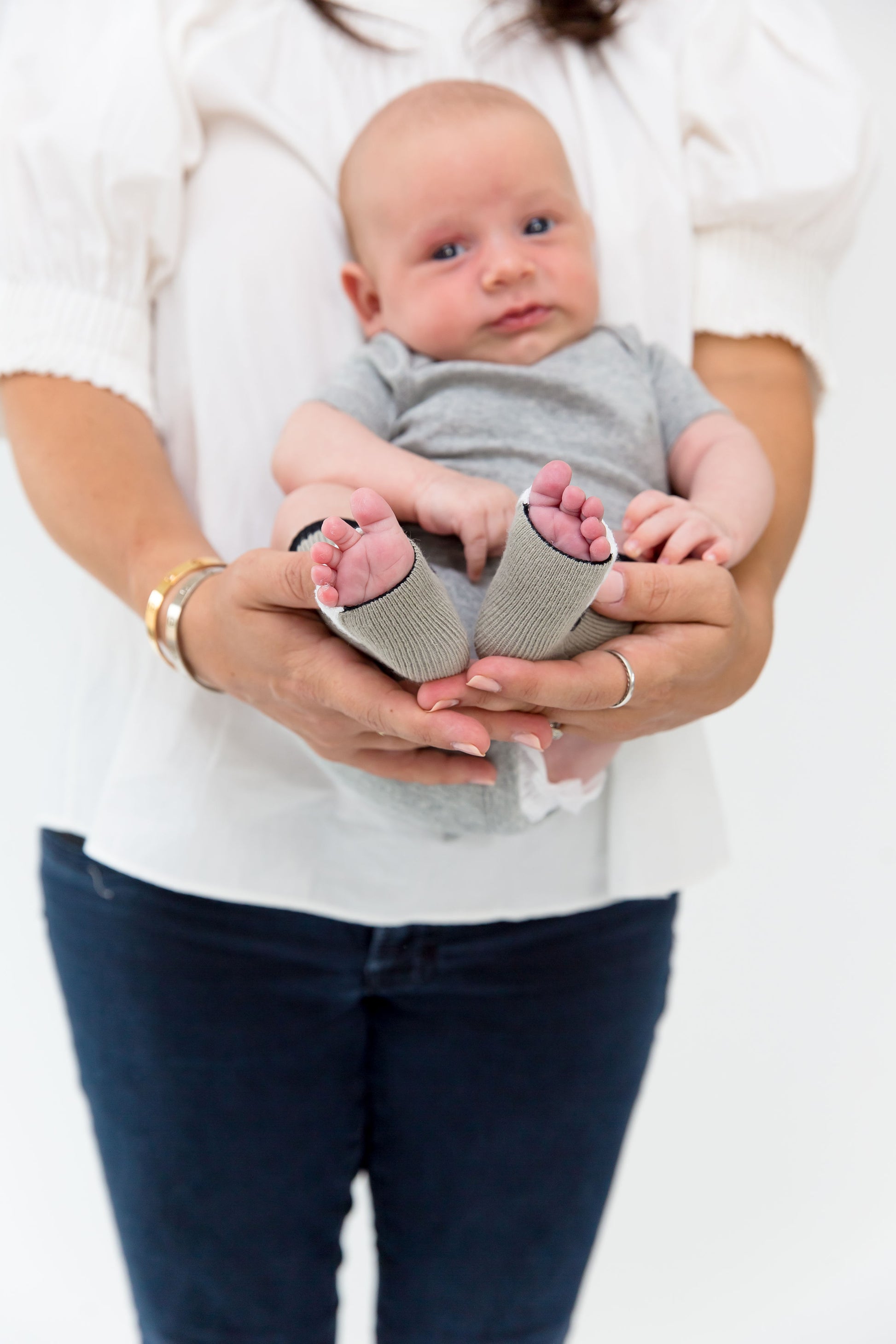 peekaboo Newborn cotton socks - Grey that allow you to see those little piggies