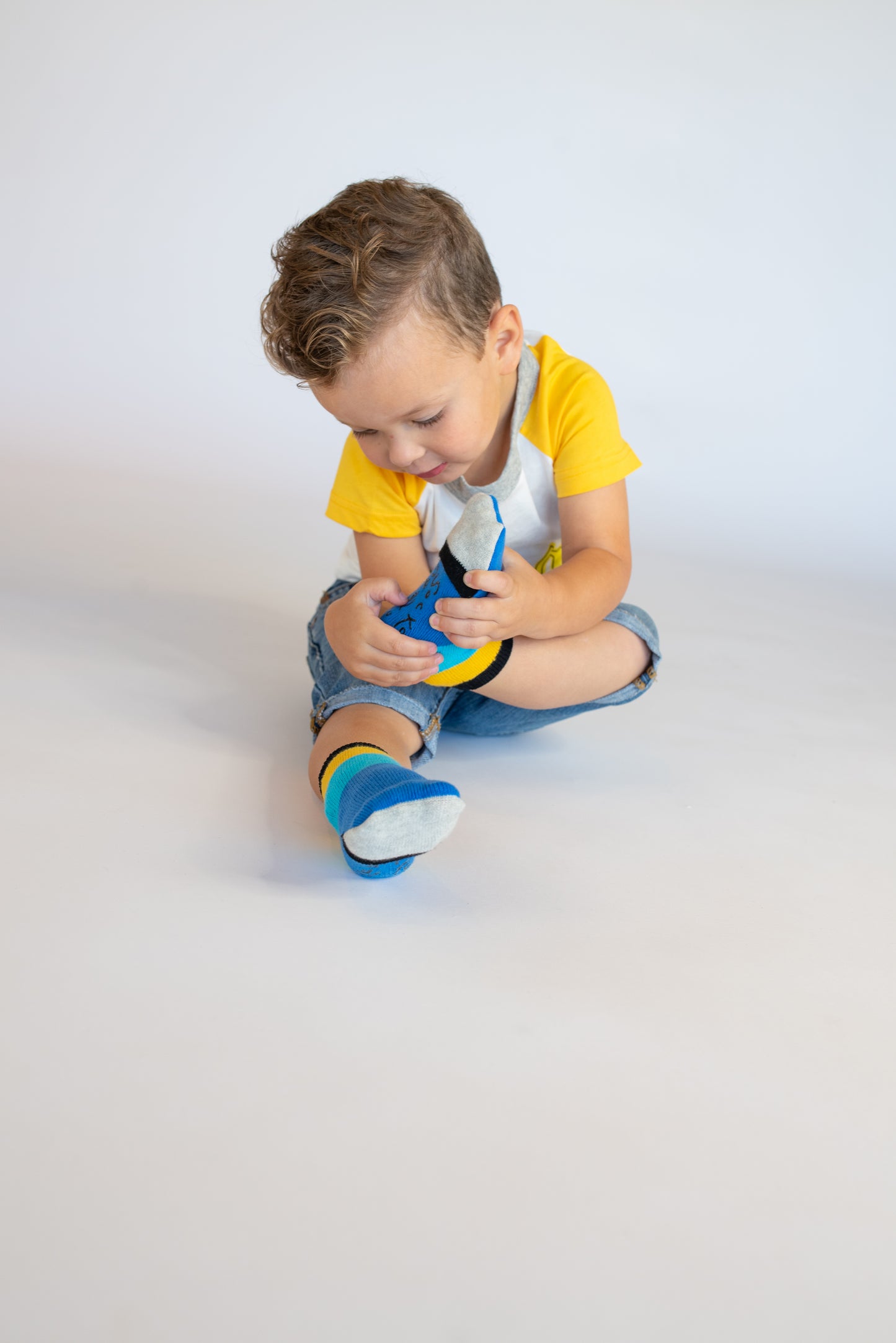 Toddler  Seamless Gripper Socks - Blue stripes