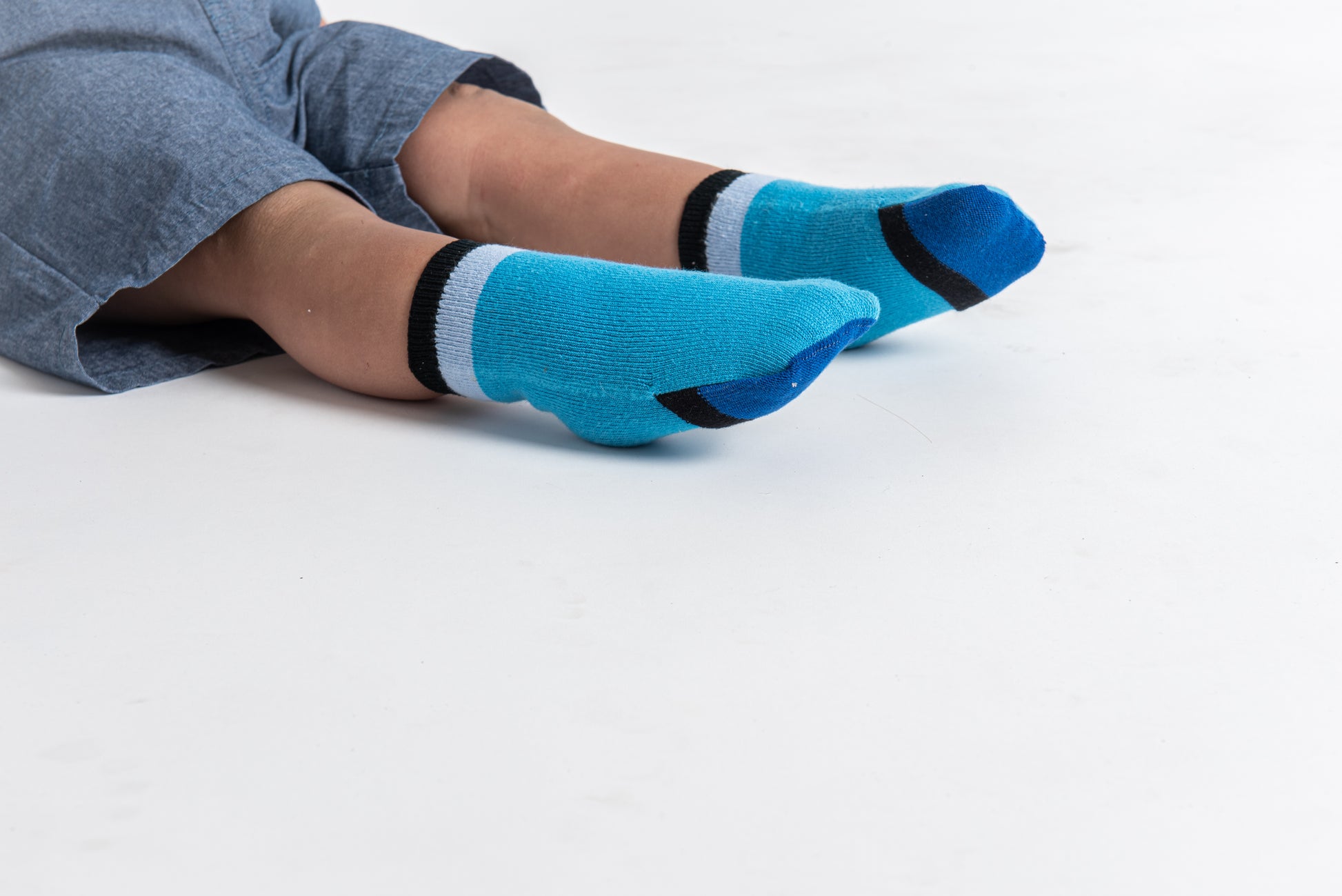 Baby gripper seamless socks - Blue, cotton rich. The only socks  that allow to cover or uncover toes